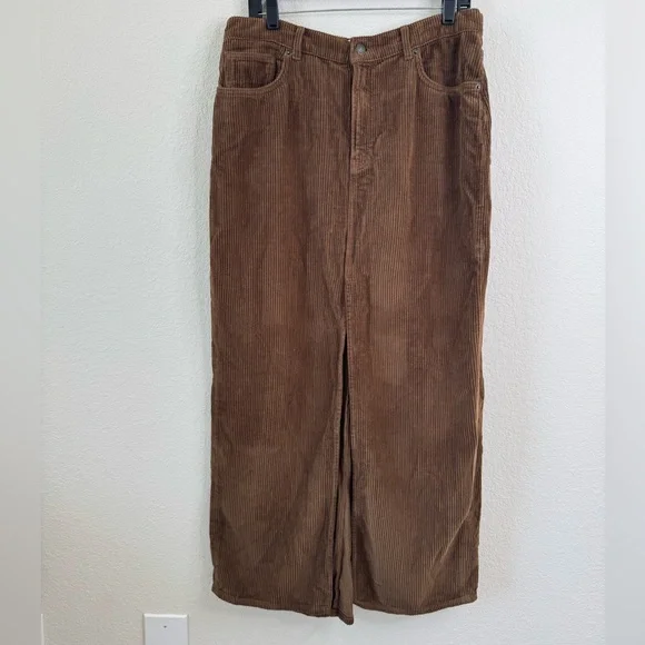 Reformation Tazz Maxi Corduroy Skirt Brown Women’s Sz 30 High Slit Western Fall - Picture 3 of 9
